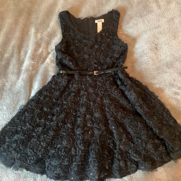 Justice Other - Justice Solid Black Sequin Rose Dress Girls 10